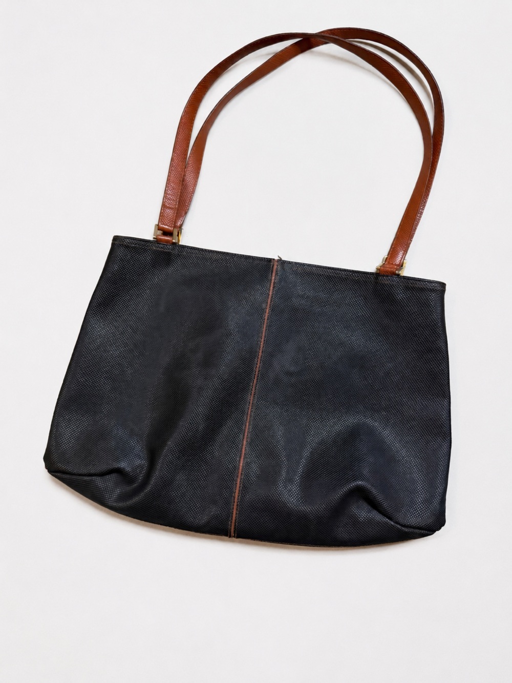 Bottega Veneta Black Tote with Brown Straps